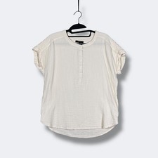 Quince Gauze Henley Top Womens S Cream Organic Cotton Minimalist Sustainable