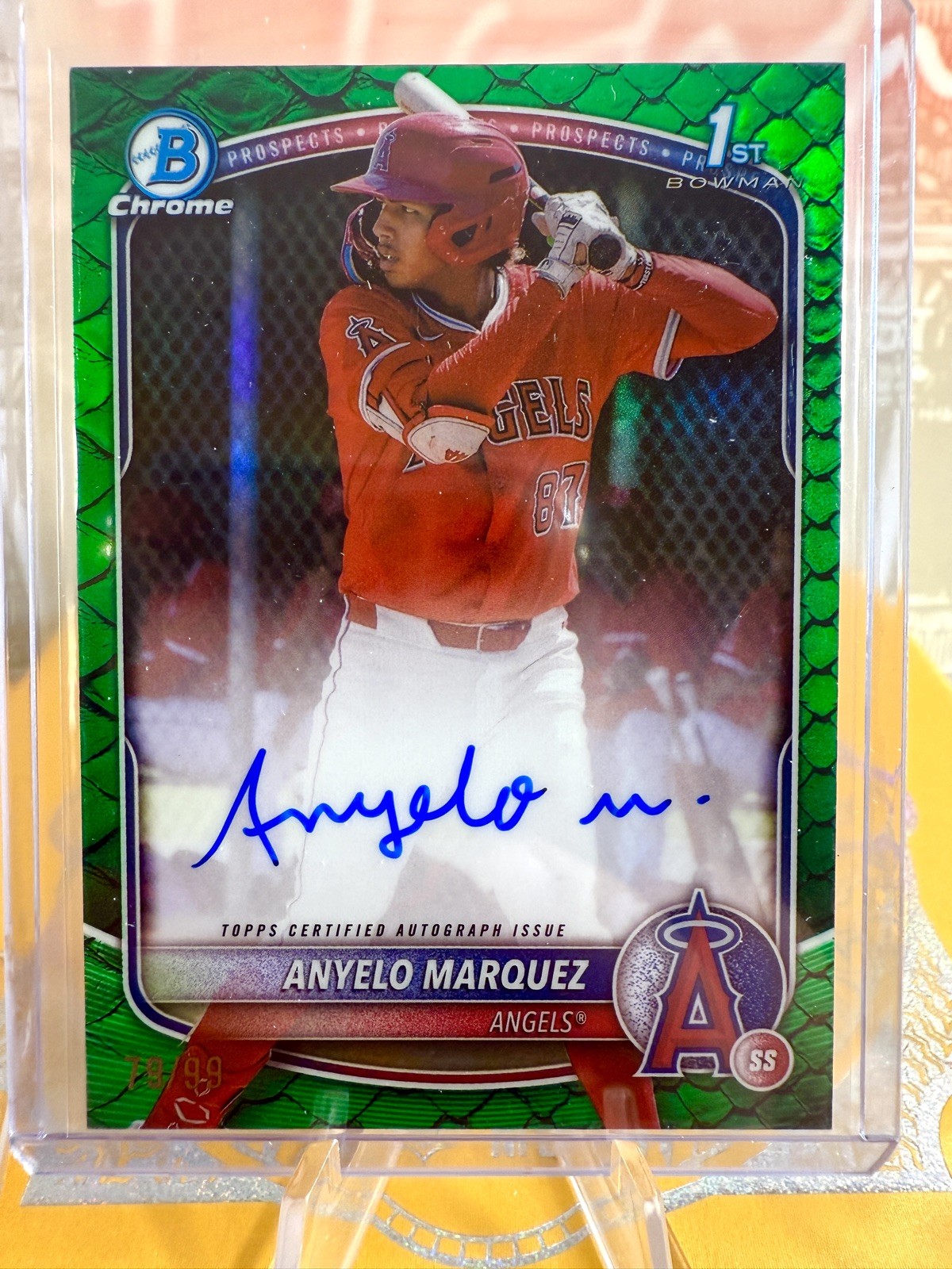 2025 Bowman Chrome ANYELO MARQUEZ 1st 🚨Green Reptilian Auto /99🚨Angels