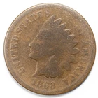 1868 Indian Head Penny Cent About Good/ Good (AG/G) - Exact Shown!
