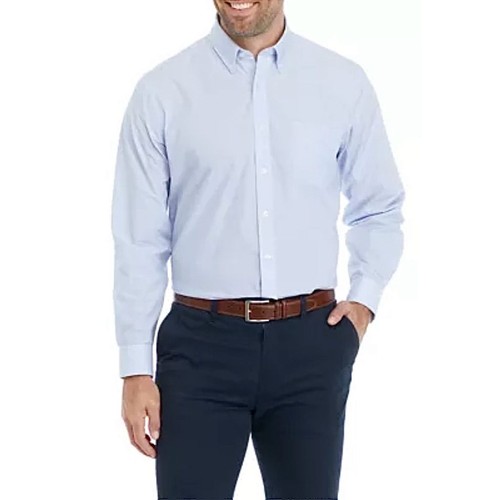 Saddlebred Men's Striped Button-Up Shirt Light Blue/White Size 17.5 NEW - Picture 7 of 7