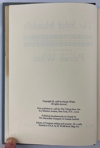 The Solid Mandala, Patrick White, 1966, 1st Edition Thus, Australian Lit., HCDJ - Foto 14 di 23