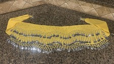 Women  s Yellow Solid Chiffon Belly Dance Hip Scarf with Gold Coins