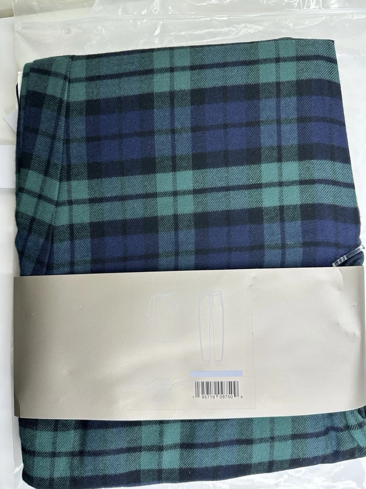 UGG 男式 Jett 睡衣套装灰色希瑟 T 恤和绿色格子慢跑裤 L 码 — 第 2/4 张图片