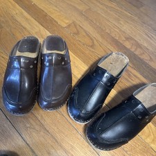 Troentorp Swedish Leather Clogs - 2 Pair - Sz 39 Women  s US 8.5