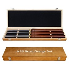 Bowl Gouge Lathe Chisel Set, Wood Turning Tools with Wooden Box, 3PCS