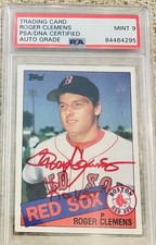 Roger Clemens Signed & Inscribed 1985 Topps Rookie Autograph PSA/DNA Mint 9