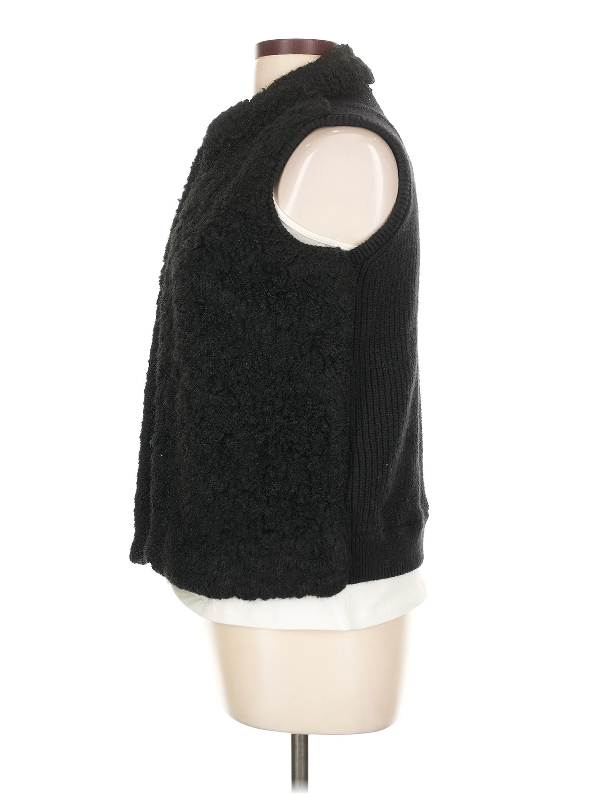 MICHAEL Michael Kors Women Black Faux Fur Vest L Petites thumbnail 4