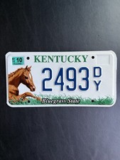 2012 Kentucky License Plate 2493 Dy Horse On Left Bluegrass State Slogan