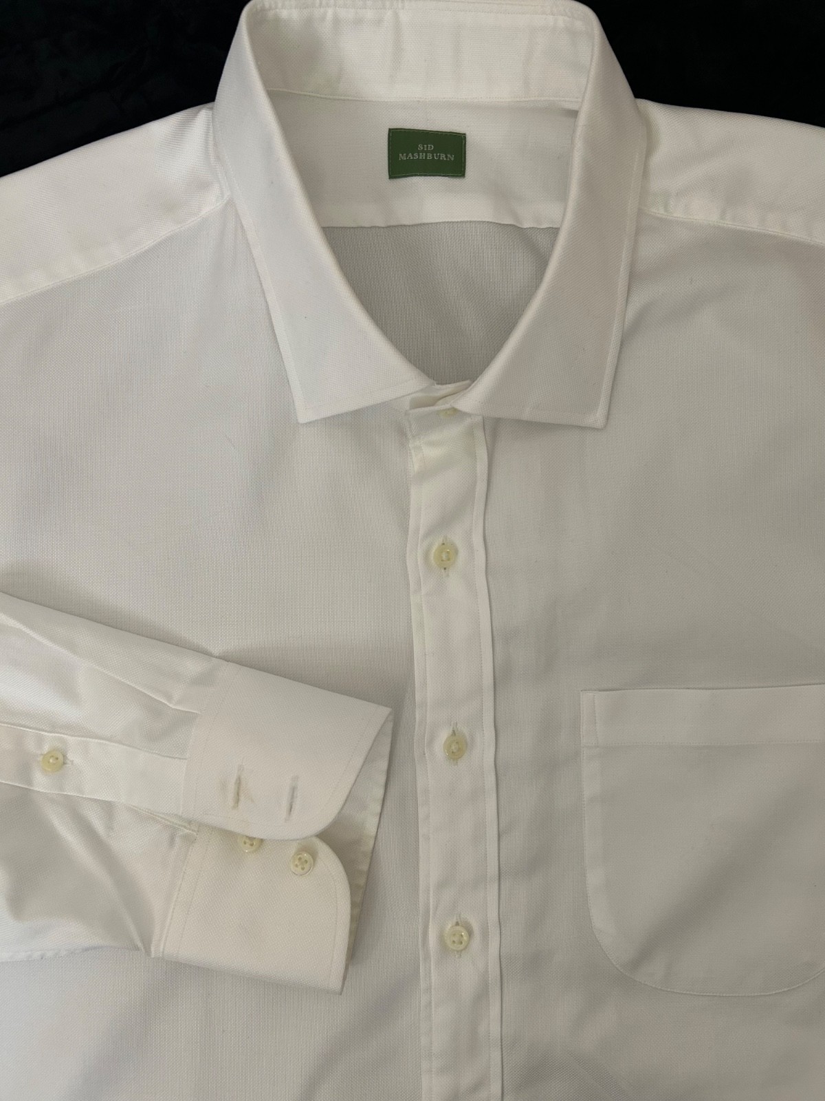 Sid Mashburn Solid White Spread Collar Cotton Oxf… - image 2