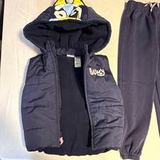 Bluey Boys 2-Piece Outfit Set Size 6 Navy Hooded Vest  Pants Fall/Winter
