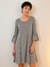 Gap Gray Swing Dress Size Large Bell Sleeve Pullover Athleisure Cozy Soft
