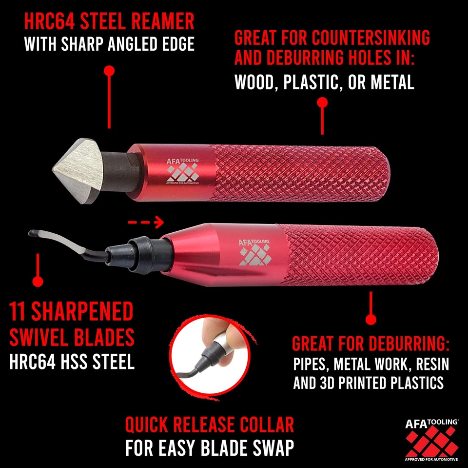 Herramientas AFA - Herramienta de desbarbado y escariador manual avellanador con 10 cuchillas adicionales -... Foto 4 de 4