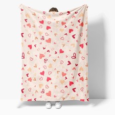 Heart Theme Printed Throw Blanket Adorable Valentine Design