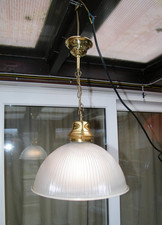 Vintage  Glass Holophane Pendant Light (No2)