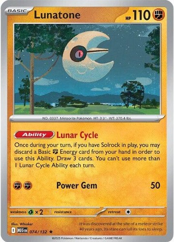 Pokemon Lunatone (74/207) Mega Evolution LP REVERSE HOLO