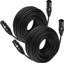 XLR Cables 75 Ft 2 Pack - Premium Balanced Microphone Cable with 3 Pin XLR Male