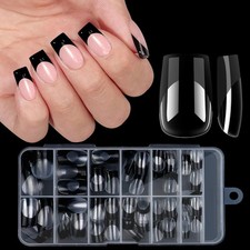120PCS French Acrylic False Nails Medium Square Full Cover Press On Tips USA