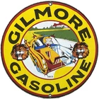 VINTAGE GILMORE GASOLINE PORCELAIN SIGN GAS STATION PUMP PLATE MOTOR RICHIE RICH