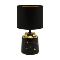 Tischleuchte Schwarz Gold E14 29 Cm Stoff Keramik Nachttisch Lampe Korin