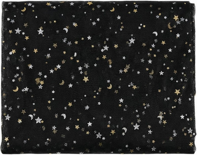 Glitter Tulle Fabric with Star Moon Sequin,10 Yard X 59'' Wide Rolls,Sparkly Shee