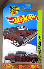 2014 Hot Wheels #233 HW Workshop-Muscle Mania '64 CHEVY CHEVELLE SS Black w/5 Sp
