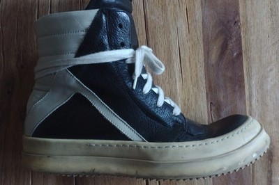Archive-Sneaker!! Rick Owens Staple Short Tongue Black Milk Geobasket ''Gleam'' 40