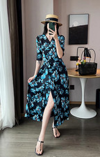 Pleats Please Issey Miyake Fabric Pleated Dress, Floral Print Belt and buttons