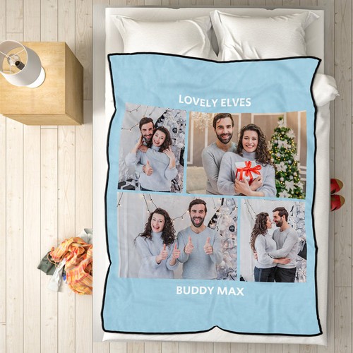 Personalised Hebrew Text Collage Photo Fleece Blanket - Picture 5 of 10