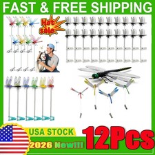 12Pcs Dragon Fly Clips for Bugs Repellent 3D Dragonfly Hat Clip Garden Decor