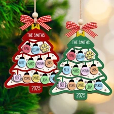 Custom Family Christmas Tree Ornament 2025 3D Wooden Gift for Grandparents