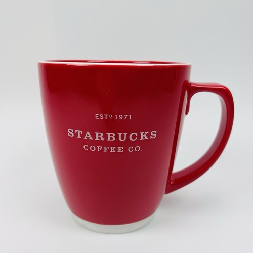 STARBUCKS Large Red White Est 1971 Starbucks Coffee Co. Mug Cup 18 oz
