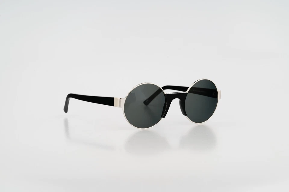 Gafas de sol Andy Wolf White Heat Muk Vintage años 2000 negro y plateado círculo redondo Foto 4 de 4