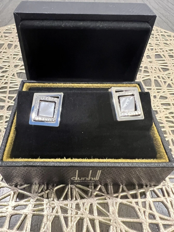 ALFRED DUNHILL GEMELOS LUJO REGALO PERLA ORIGINALES NUEVOS EN CAJA Foto 3 de 4