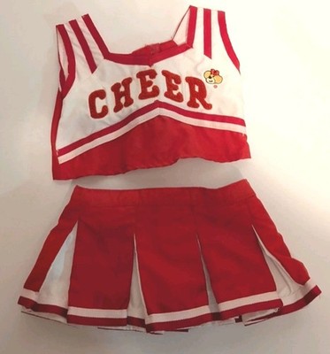 2 pc Build A Bear Cheerleader Red White Outfit/ Skirt & Top 