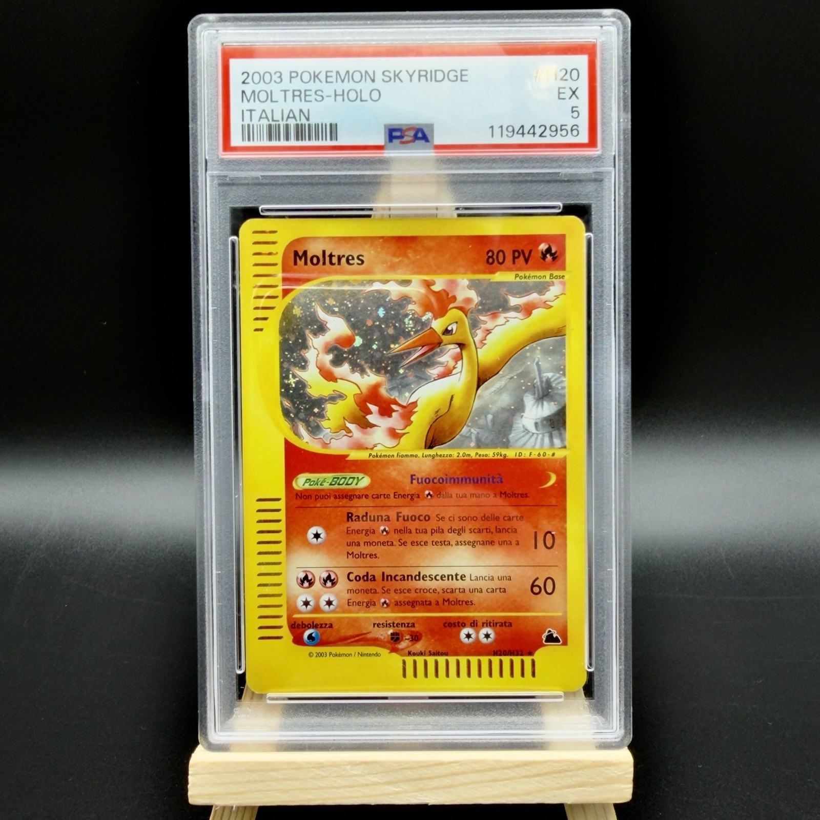 MOLTRES 2003 POKEMON SKYRIDGE HOLO CARD GRADATA PSA 5 EX H20 H32 VINTAGE TCG ITA