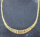 17" Graduated Cut Out Greek Key Necklace Real 14K Yellow Gold Chain 545 — photo 2