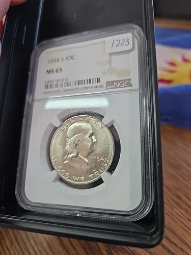 GEM BU 1954-S Franklin Half Dollar NGC MS65