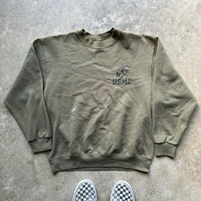 Vintage 90s Soffe USMC Military Marines Sage Green Sweatshirt Large