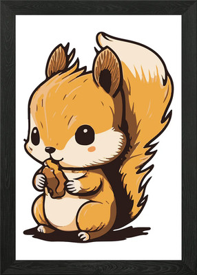 Niedliches Eichhörnchen Comic 9 gerahmte Wandbilder Poster Leinwanddruck Bild