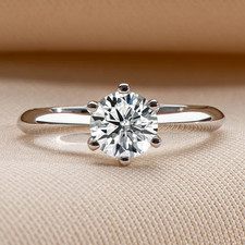2 Carat Round Cut Lab Grown Moissanite Solitaire Engagement Ring 14K White Gold