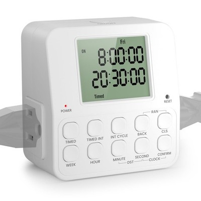 Digital Timer Outlet, 7 Day Programmable Cycle Timer, 15A/1875W
