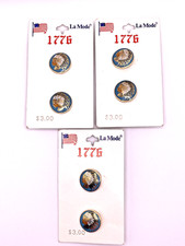 RARE USA Bicentennial George Washington Buttons, La Mode 1776 bronze tone NOS