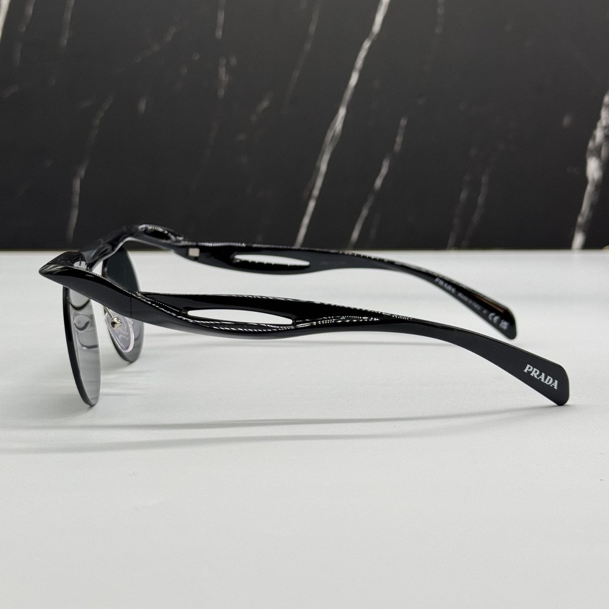 NEW PRADA PRA18S 1AB5S0 SUNGLASSES PR A18S 1AB5S0 ROUND BLACK