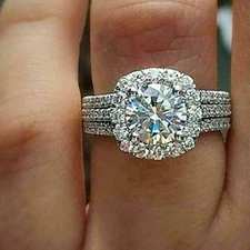 Lab Created 2.50Ct D/VVS1 Diamond Engagement Wedding Rings 14K White Gold Finish