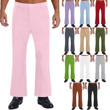 Mens Vintage 60s 70s Bell-Bottomed Pants Disco Dance Flared Trousers Prom Party