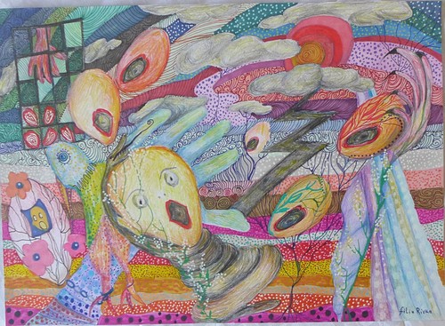 ORIGINAL GEMÄLDE 13 X 18 IN AQUARELLSTIFTE VON RIVKA FILIIN INSPIRIEREND - Bild 7 von 9