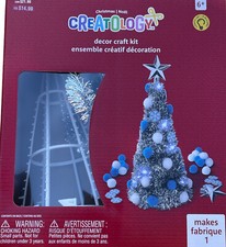 Christmas Decor Craft Kit Light Up Tinsel Garland Blue Christmas Tree 65pc New