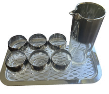 Vintage 1960's Dorothy Thorpe Hombre Silver Fade Madmen MCM Cocktail Set w Tray