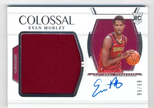 EVAN MOBLEY 2021-22 PANINI NATIONAL TREASURES AUTO AUTOGRAPH JERSEY RC #99/99