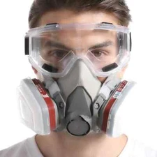 Respirator Reusable Half Face Cover Gas Mask with Cotton Filter Goggles